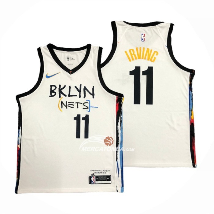 Maglia Brooklyn Nets Kyrie Irving NO 11 Citta 2020-21 Bianco